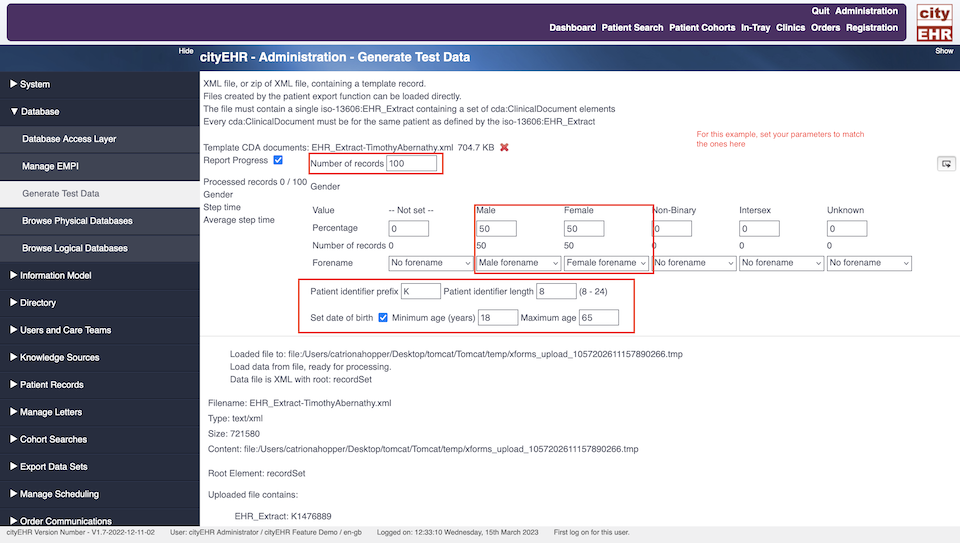 Generate Test Data with Parameters Set