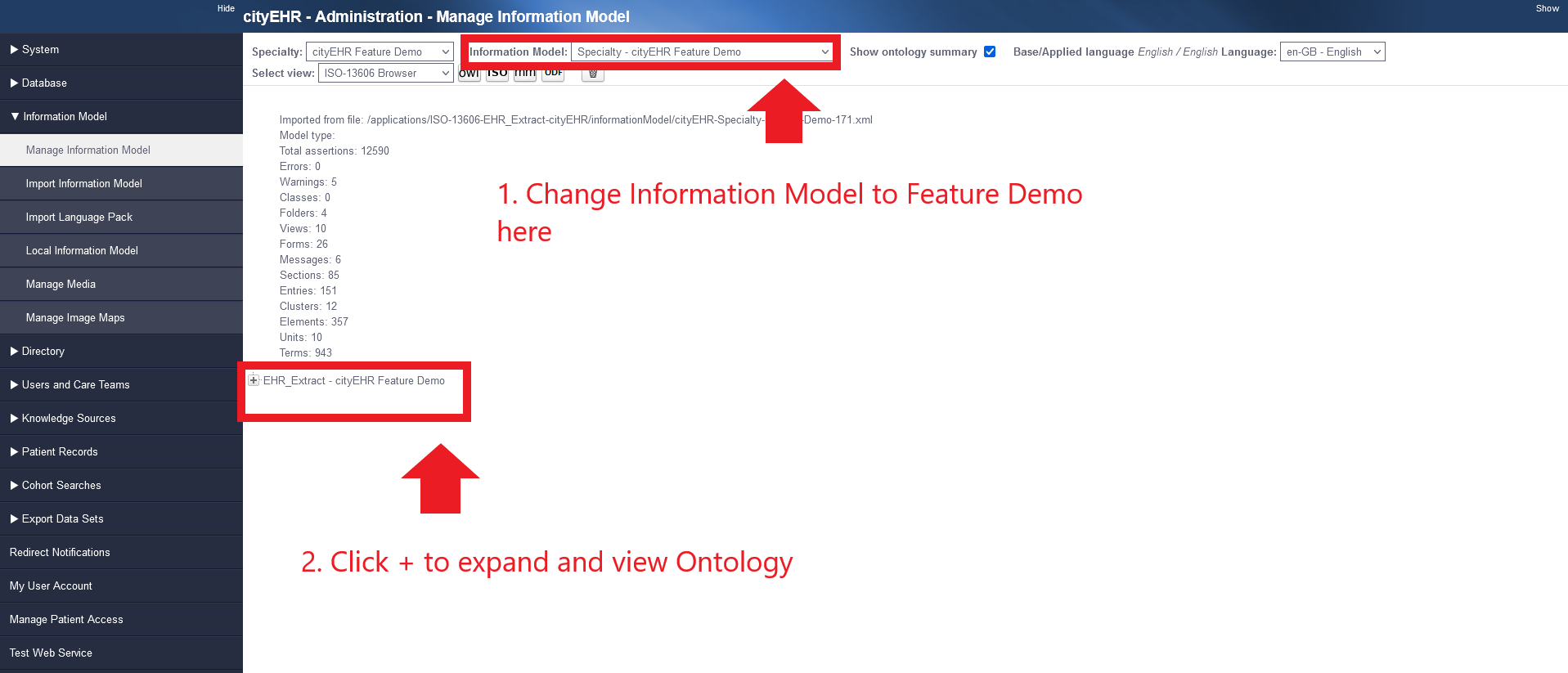 Changing information model and viewing ontology