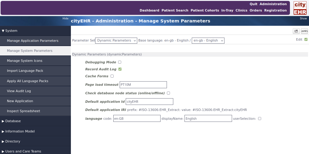 Edit system parameters to set Debug Mode 