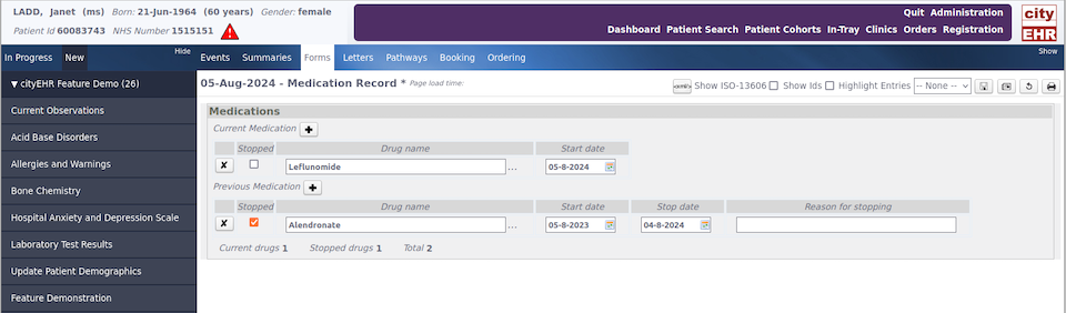 Categorization of Current and Stopped Medications