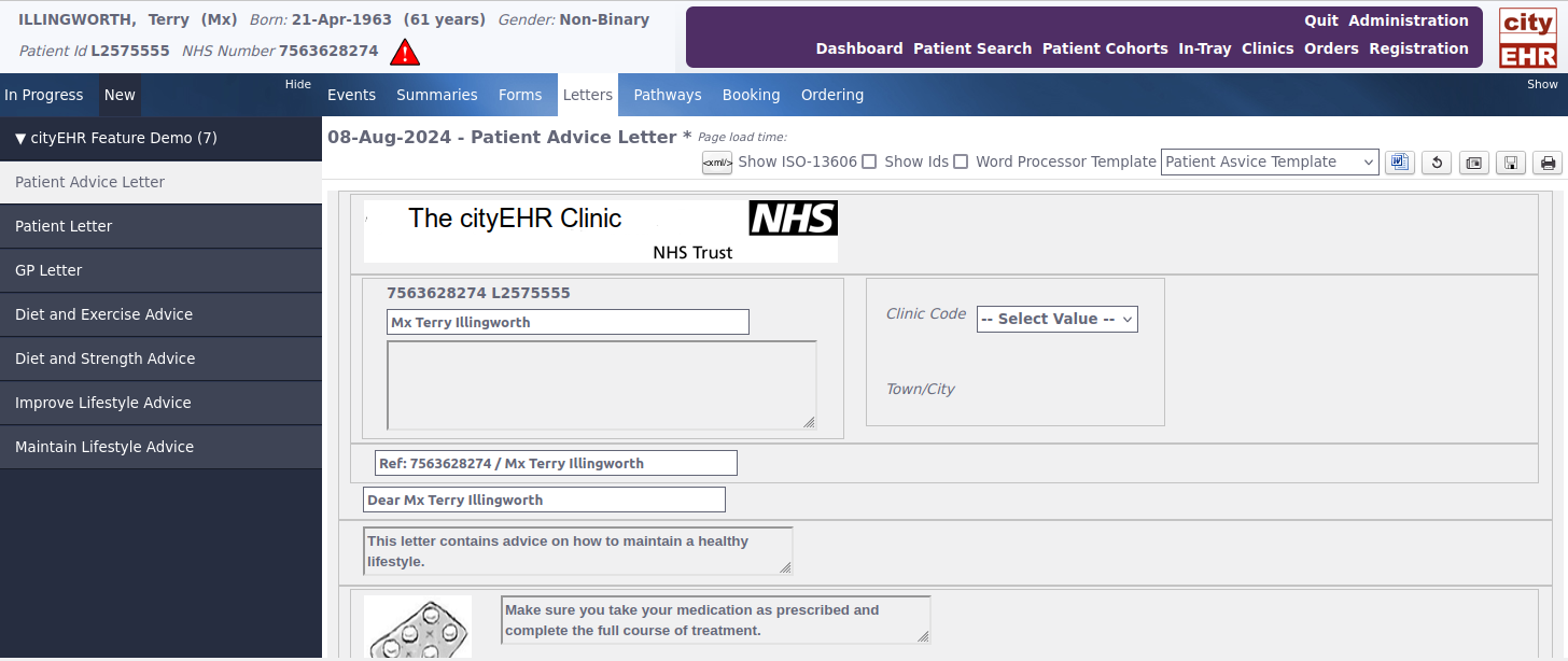 Patient advice letter template